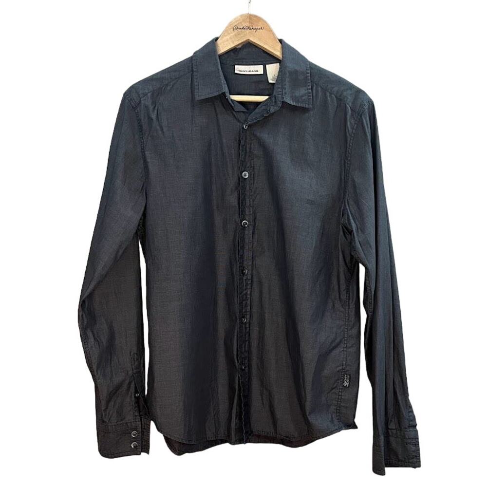 DKNY Jeans Charcoal Button Up Shirt Size Medium